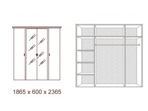 Шкаф 4-х дверный с зеркалами в Миассе - miass.mebel74.com | фото