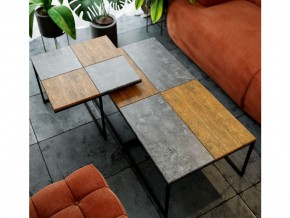 Стол журнальный Фьюжн квадро Дуб американский/серый бетон в Миассе - miass.mebel74.com | фото 3