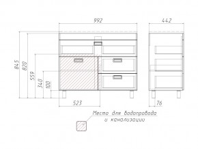 Тумба под умывальник Elen 100 Куб Cube с 3 верхними ящиками В3 в Миассе - miass.mebel74.com | фото 3