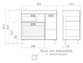 Тумба под умывальник Elen 90 Куб Cube с 2 верхними ящиками В2 в Миассе - miass.mebel74.com | фото 3